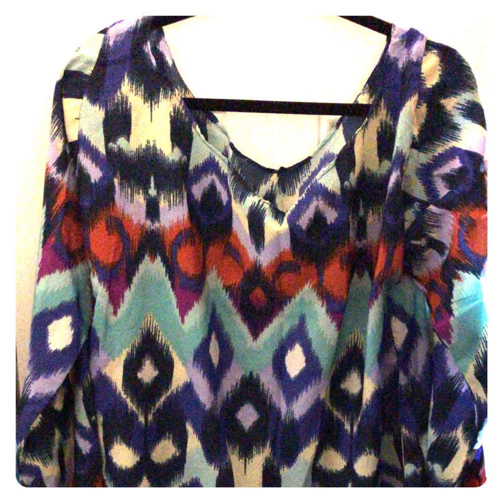 Off shoulder colorful top with bell sleeves